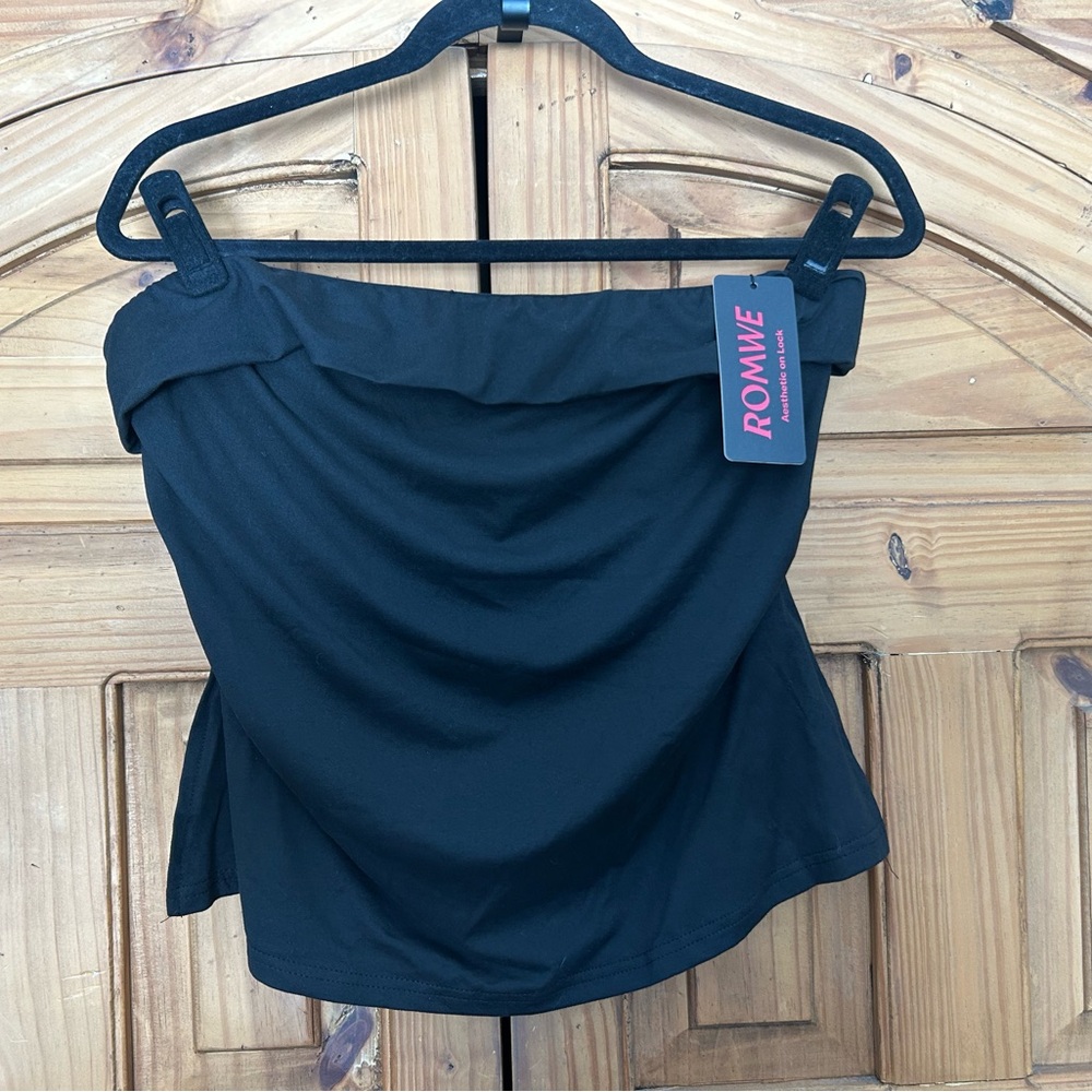 ROMWE Black Strapless Top